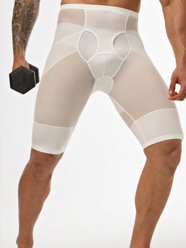 Men's High-Waist Compression Shapewear Shorts – Seamless Tummy Control Body Shaper